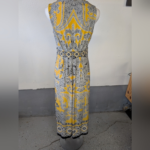 Chico's Yellow and Black Paisley Maxi Dress Size "0" - Picture 2 of 3